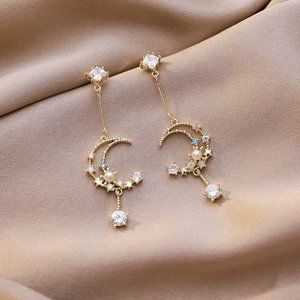 Crystal Moon Drop Earrings